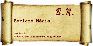 Baricza Mária névjegykártya